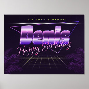 Denis Name Vorname lila retro Poster Geburtstag