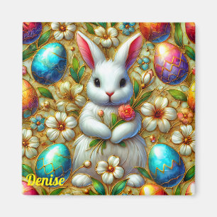 DENISE ~ Easter Bunny and Eggs ~  Magnet