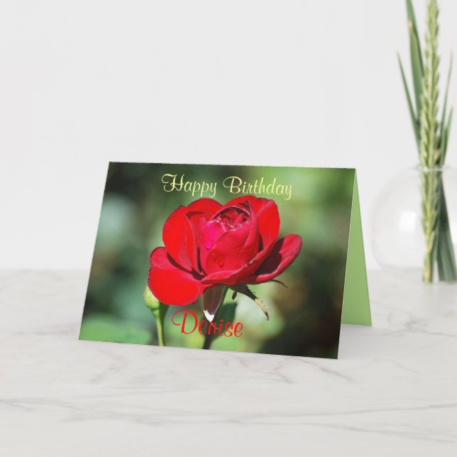 Denise Happy Birthday Red Rose Card (Front)