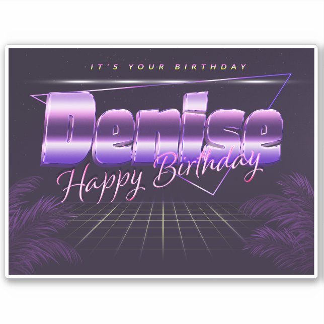 Denise Name First name lila retro Sticker Birthday (Front)