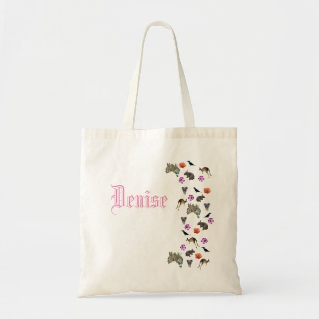 Denise, Name Logo With Australian Wildlife, Tote Bag (Front)