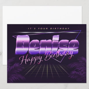 Denise Name Vorname lila retro Karte Geburtstag Card