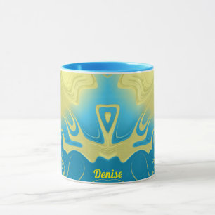 DENISE ~ Zany 3D Fractal ~ Yellow Blue 3D Mug