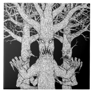 Denizens of the Diabolic Wood Weird Horror Art Ceramic Tile