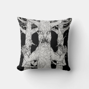 Denizens of the Diabolic Wood Weird Horror Art Cushion