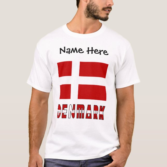 Denmark and Danish Flag Personalised  T-Shirt (Front)