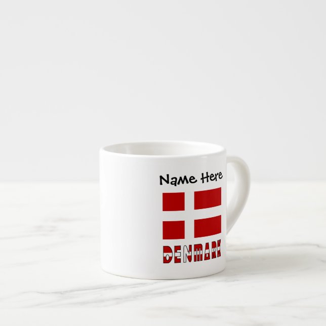 Denmark and Danish Flag with Your Name Espresso Cup (Front Right)