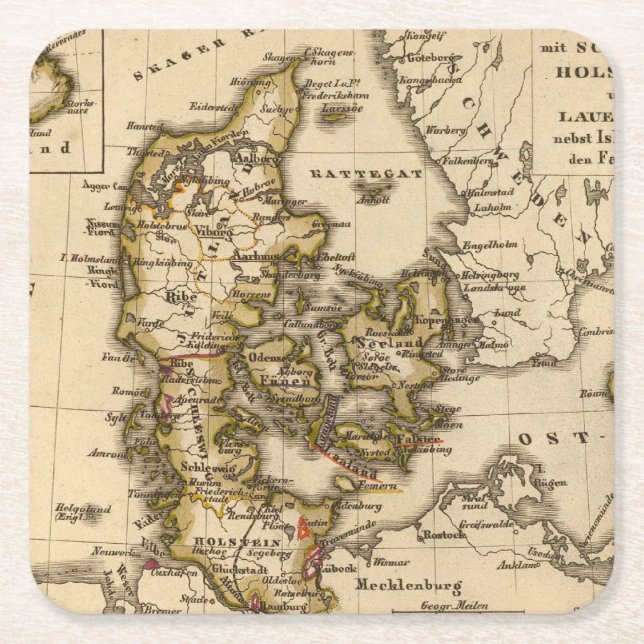 Denmark and Iceland 2 Square Paper Coaster (Front)