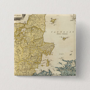 Denmark Atlas Map 15 Cm Square Badge