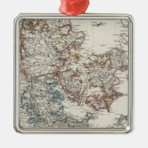 Denmark Atlas Map with 5 inset maps Metal Ornament