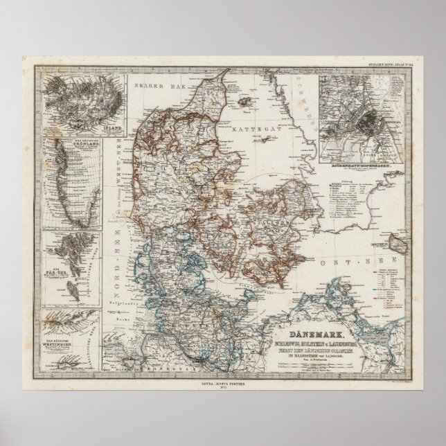 Denmark Atlas Map with 5 inset maps Poster (Front)