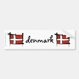Denmark Brush Flag Bumper Sticker