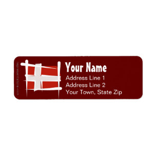 Denmark Brush Flag Return Address Label