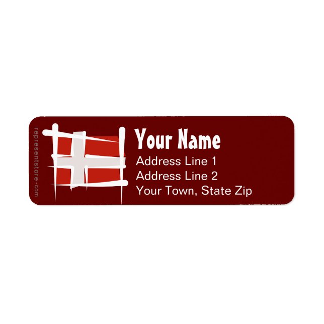 Denmark Brush Flag Return Address Label (Front)