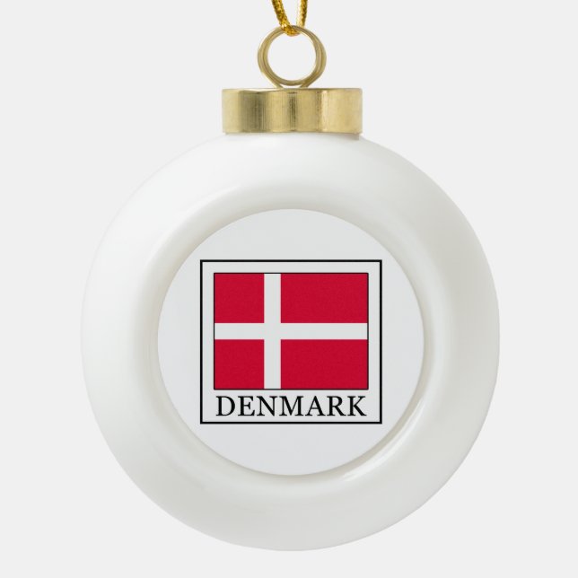 Denmark Ceramic Ball Christmas Ornament (Front)