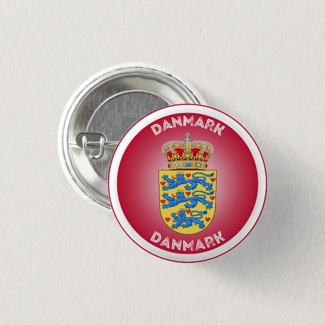 Denmark Coat of Arms Circle Shape  3 Cm Round Badge (Front & Back)