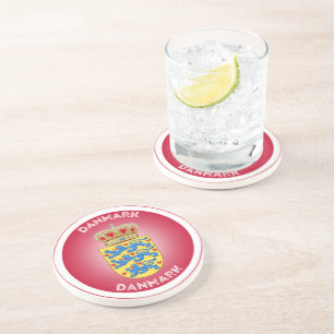 Denmark Coat of Arms Circle Shape Coaster
