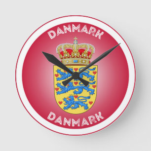 Denmark Coat of Arms Circle Shape Round Clock