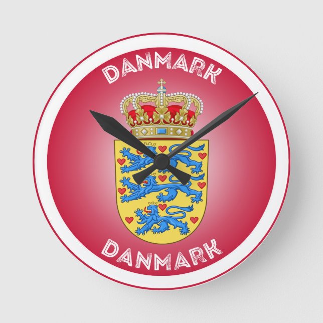 Denmark Coat of Arms Circle Shape  Round Clock (Front)