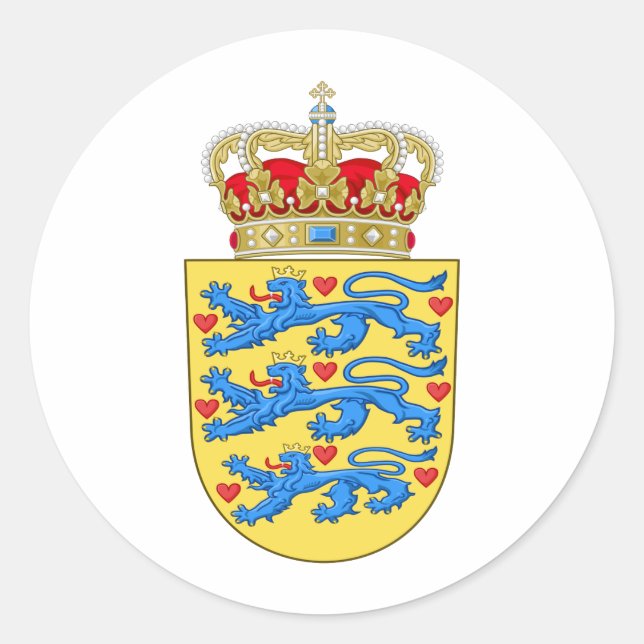 Denmark Coat of arms DK Classic Round Sticker (Front)