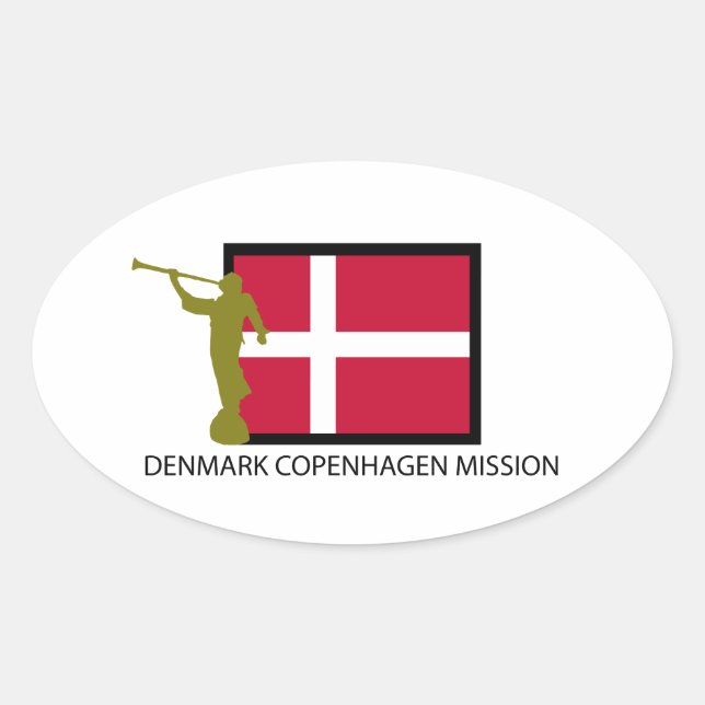 DENMARK COPENHAGEN MISSION LDS CTR OVAL STICKER (Front)