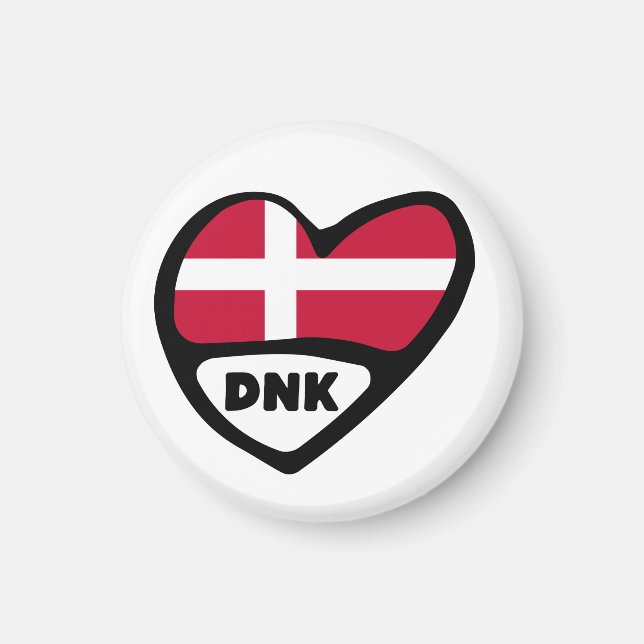 Denmark Country Code Flag Heart, DNK Magnet (Front)