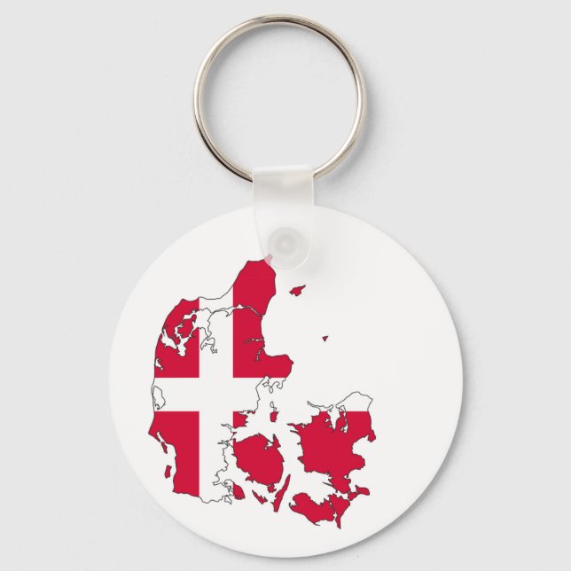 denmark country flag map shape danish key ring (Front)