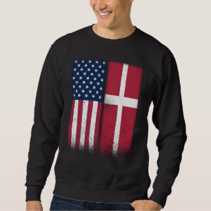 Denmark Danish American Flags Proud USA Denmark Sweatshirt