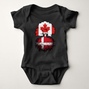 Denmark Danish Canadian Canada Tree Roots Flag Baby Bodysuit