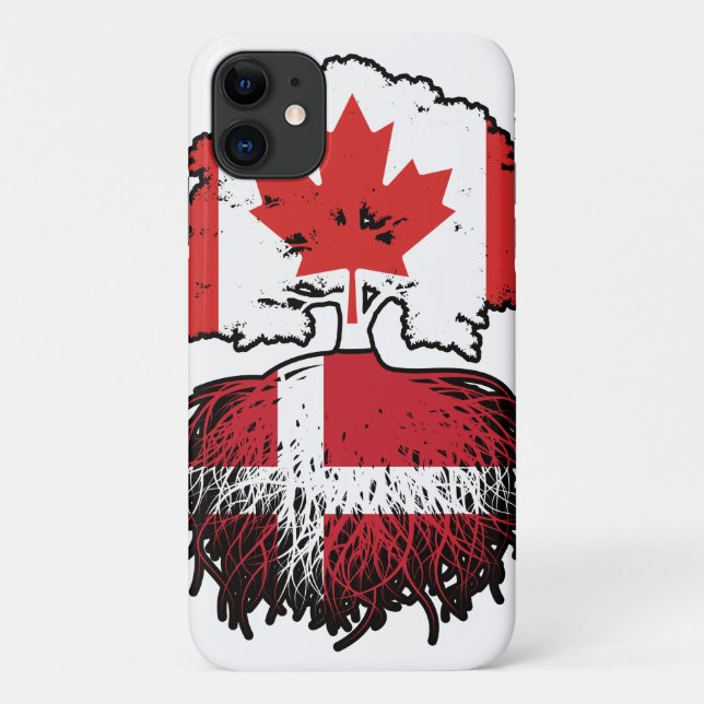 Denmark Danish Canadian Canada Tree Roots Flag Case-Mate iPhone Case (Back)
