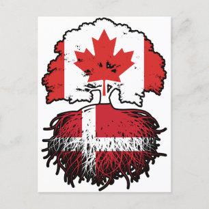 Denmark Danish Canadian Canada Tree Roots Flag Postcard