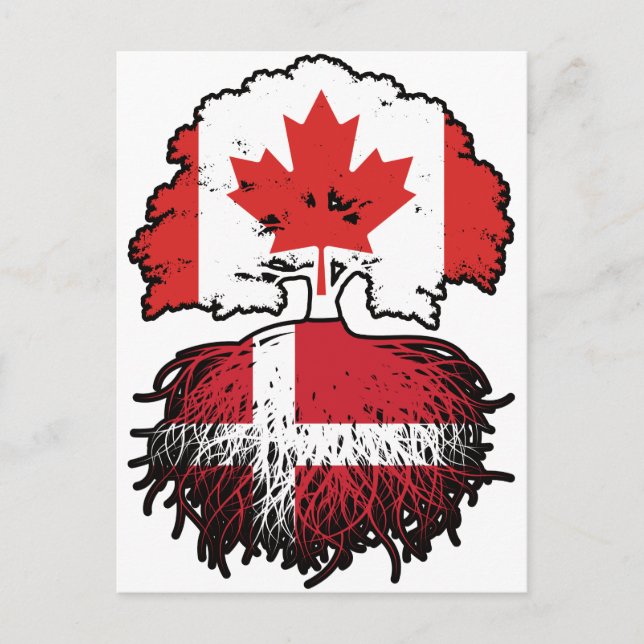 Denmark Danish Canadian Canada Tree Roots Flag Postcard (Front)