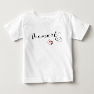 Denmark, Danish Flag in Heart Baby T-Shirt
