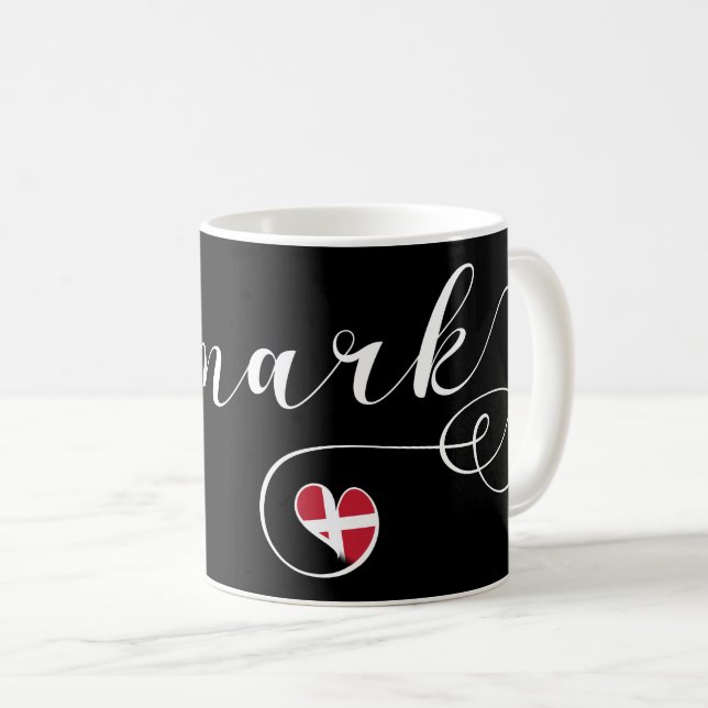 Denmark, Danish Flag in Heart Coffee Mug (Front Right)