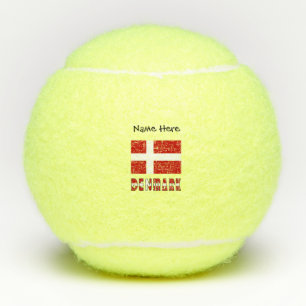 Denmark Danish Flag Personalised Name Tennis Balls