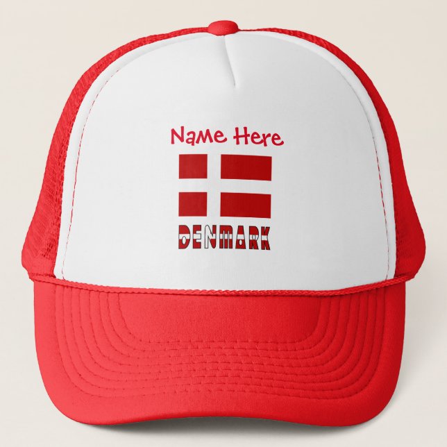 Denmark Danish Flag Red Personalisation  Trucker Hat (Front)