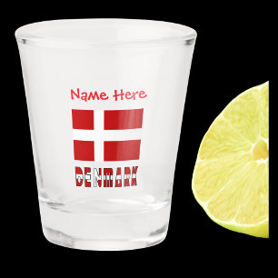 Denmark Danish Flag Red Personalised  Shot Glass