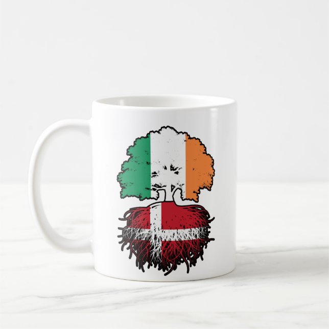 Denmark Danish Irish Ireland Tree Roots Flag Coffee Mug (Left)