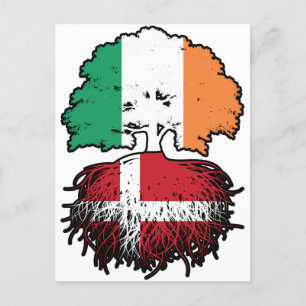 Denmark Danish Irish Ireland Tree Roots Flag Postcard