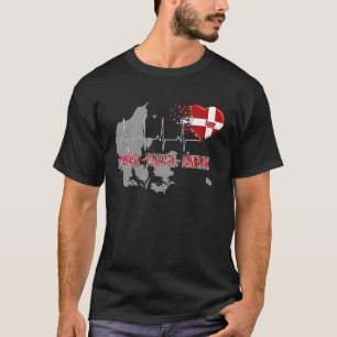 Denmark Danmark Hygge Heartbeat ECG T-Shirt
