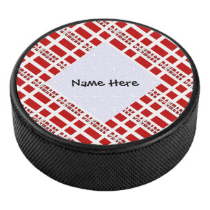 Denmark Dannebrog Tiled Personalised  Hockey Puck