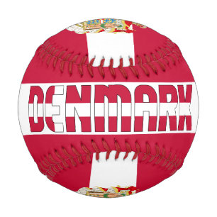 Denmark Flag and Coat of Arms Patriotic Baseball