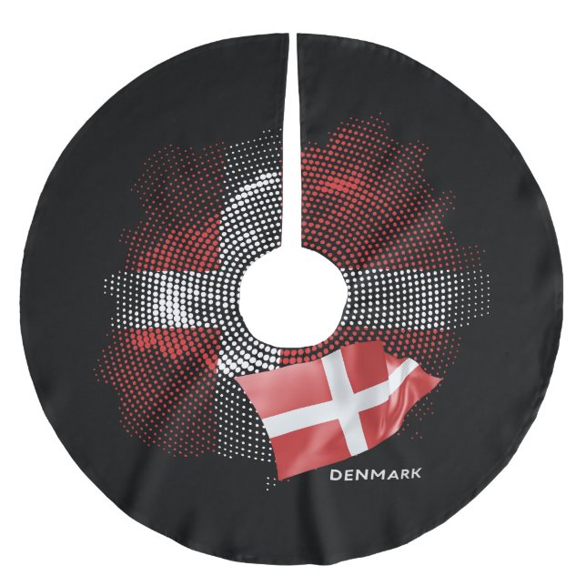 Denmark flag brushed polyester tree skirt (Front)