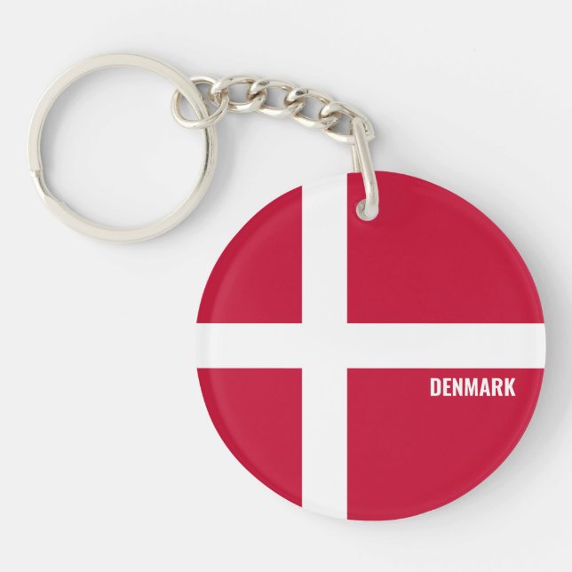 Denmark Flag Charming Patriotic Key Ring (Front)