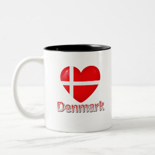 Denmark Flag Cutout Two-Tone Coffee Mug