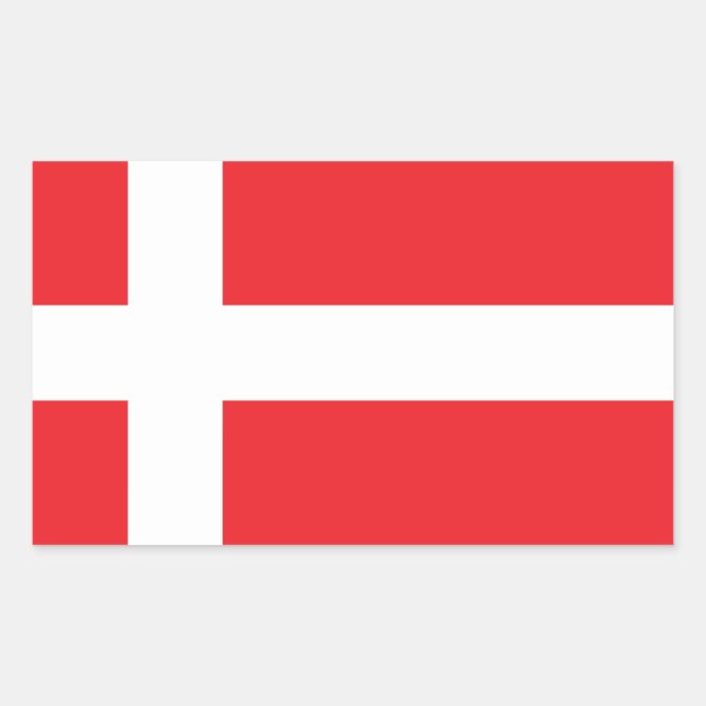 DENMARK FLAG DANNEBROG RECTANGULAR STICKER (Front)