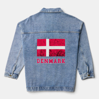 Denmark Flag Dannebrog Retro Danish Pride Danes Ro Denim Jacket