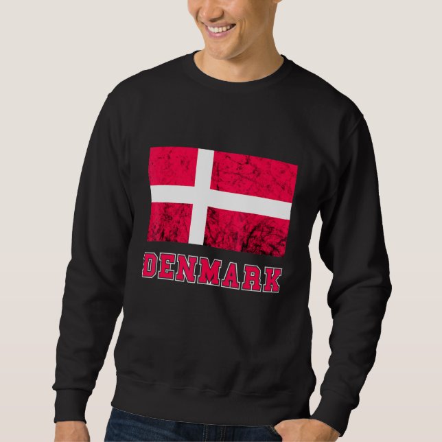 Denmark Flag Dannebrog Retro Danish Pride Danes Ro Sweatshirt (Front)