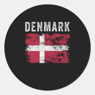 Denmark Flag Distressed - Danish Flag Classic Round Sticker