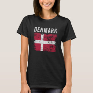 Denmark Flag Distressed Men Women Kids Danish Flag T-Shirt